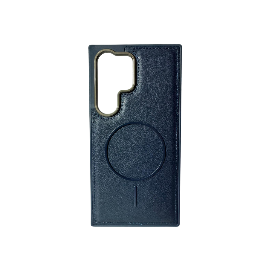 Samsung Galaxy S25 Ultra Navy Blue Leather MagSafe Case – Premium Magnetic Shockproof Cover with Camera Protection