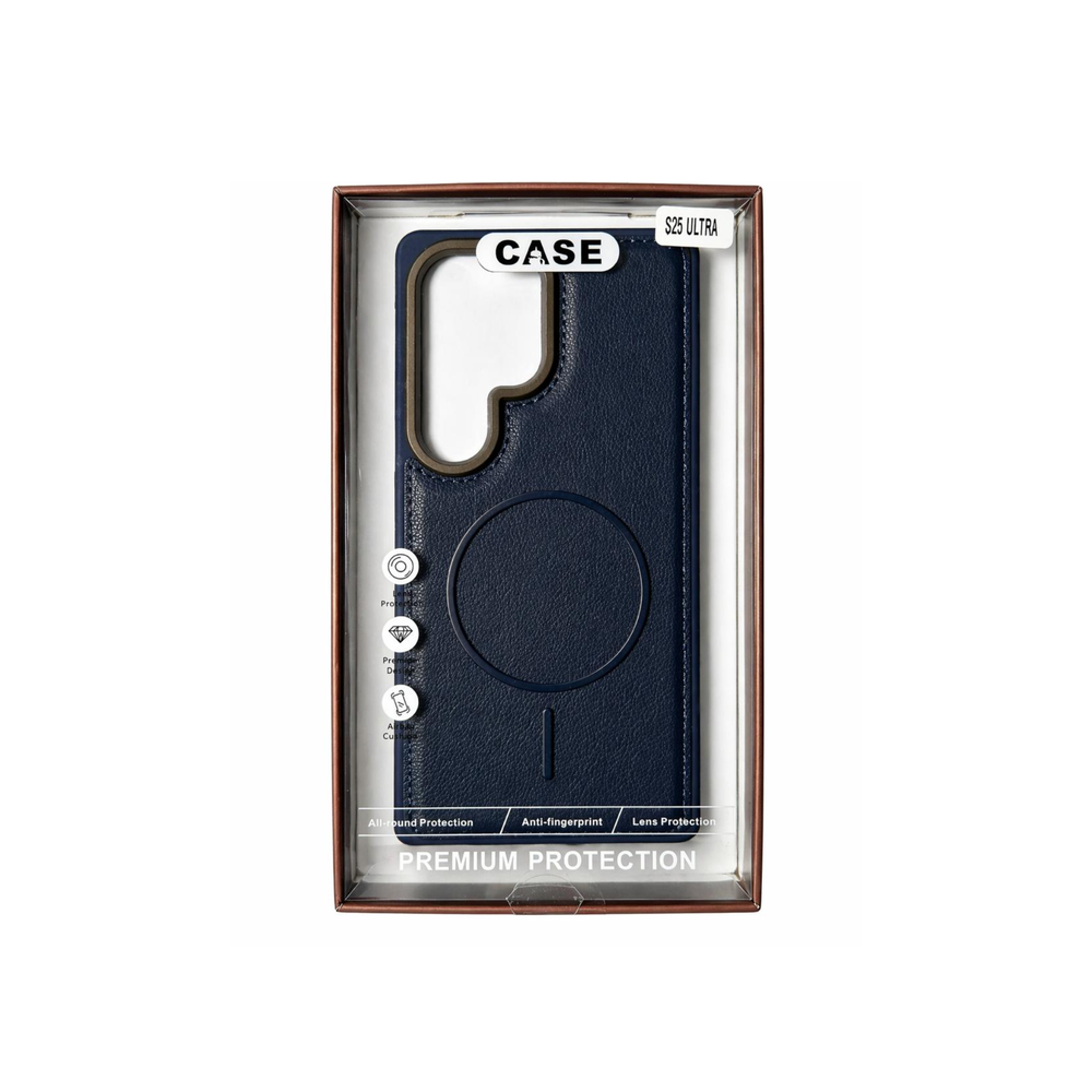 Samsung Galaxy S25 Ultra Navy Blue Leather MagSafe Case – Premium Magnetic Shockproof Cover with Camera Protection