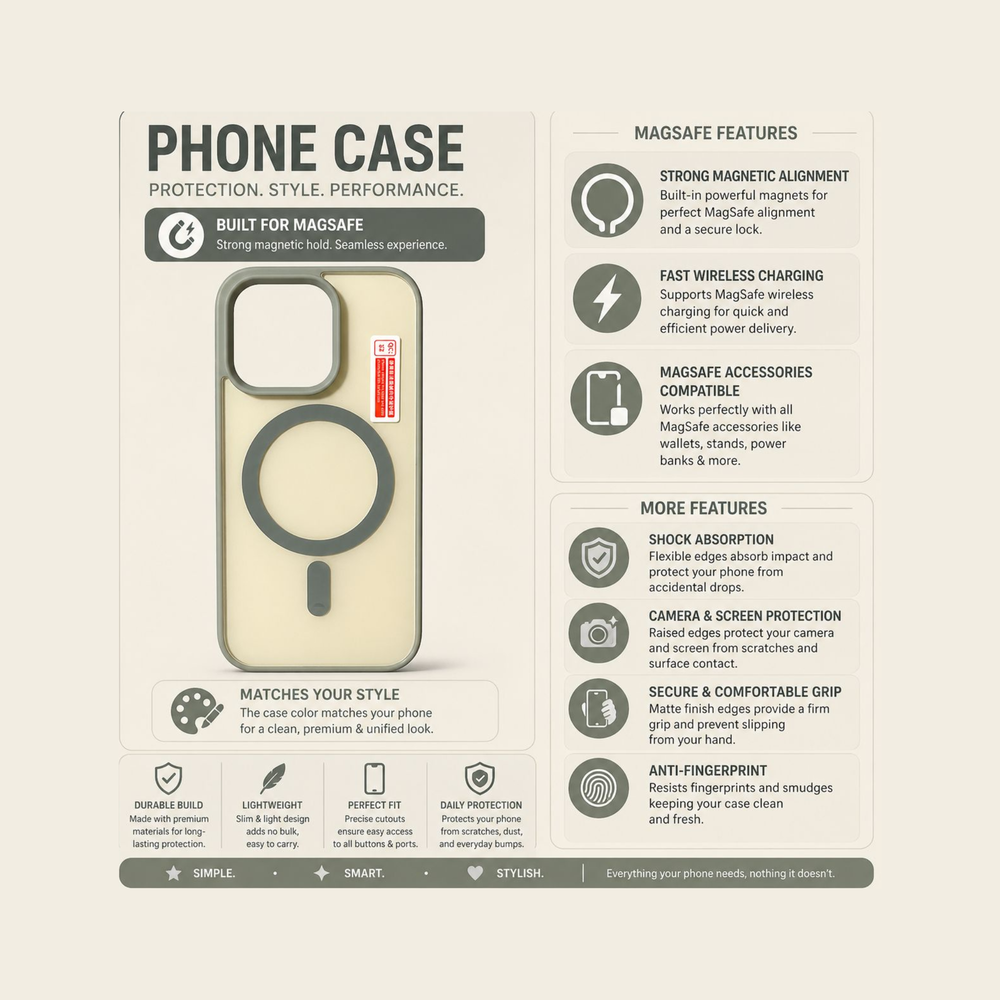 Iphone 14 pro MagSafe Frosted Transparent Case – Shockproof Slim Cover with Strong Magnetic Ring
