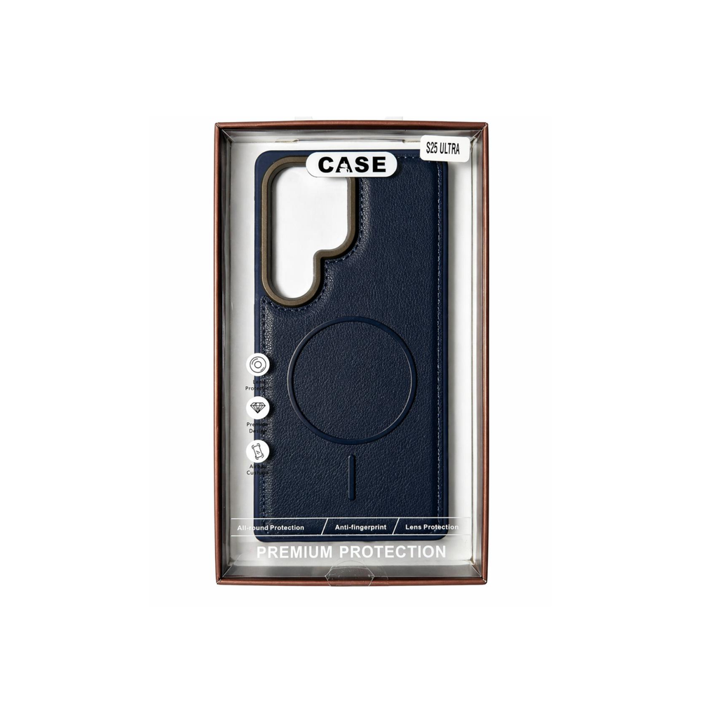 Samsung Galaxy S24 Ultra Blue Leather MagSafe Case – Luxury Magnetic Shockproof Cover