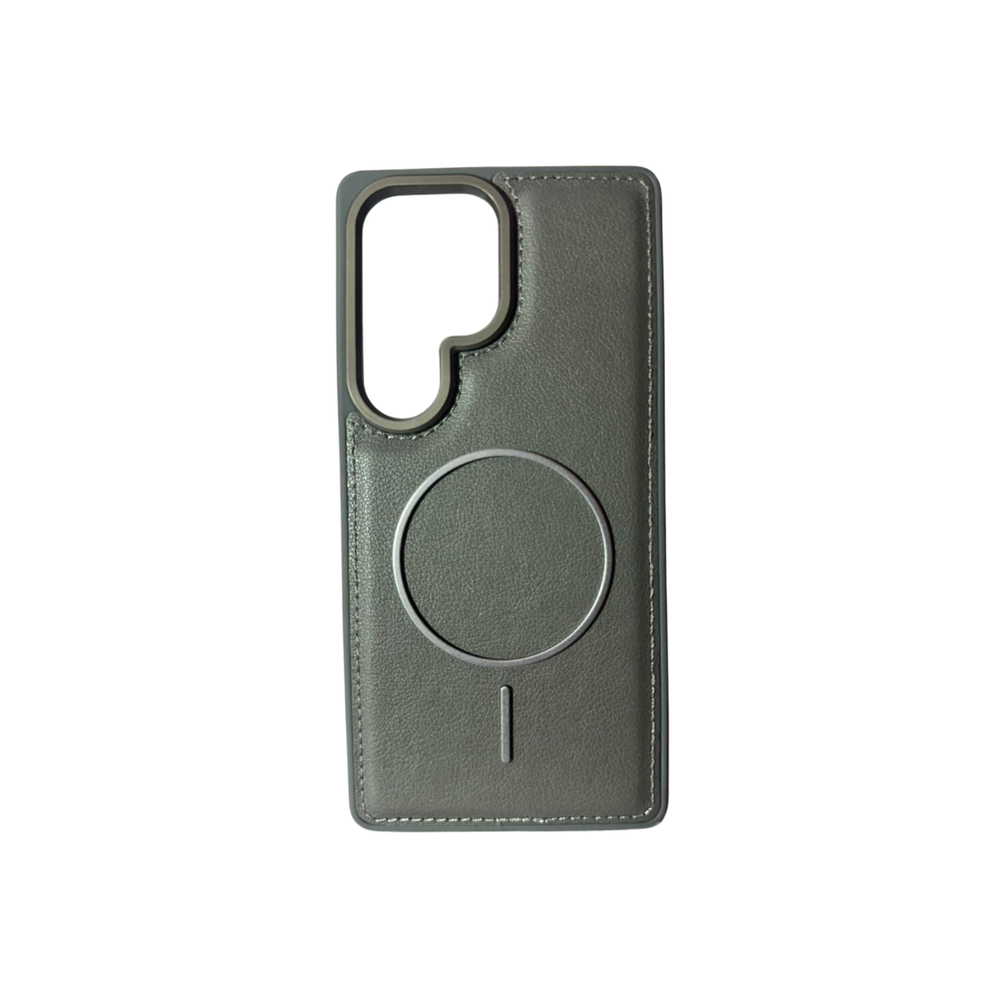 Samsung Galaxy S24 Ultra Olive Green Leather MagSafe Case – Luxury Magnetic Shockproof Cover