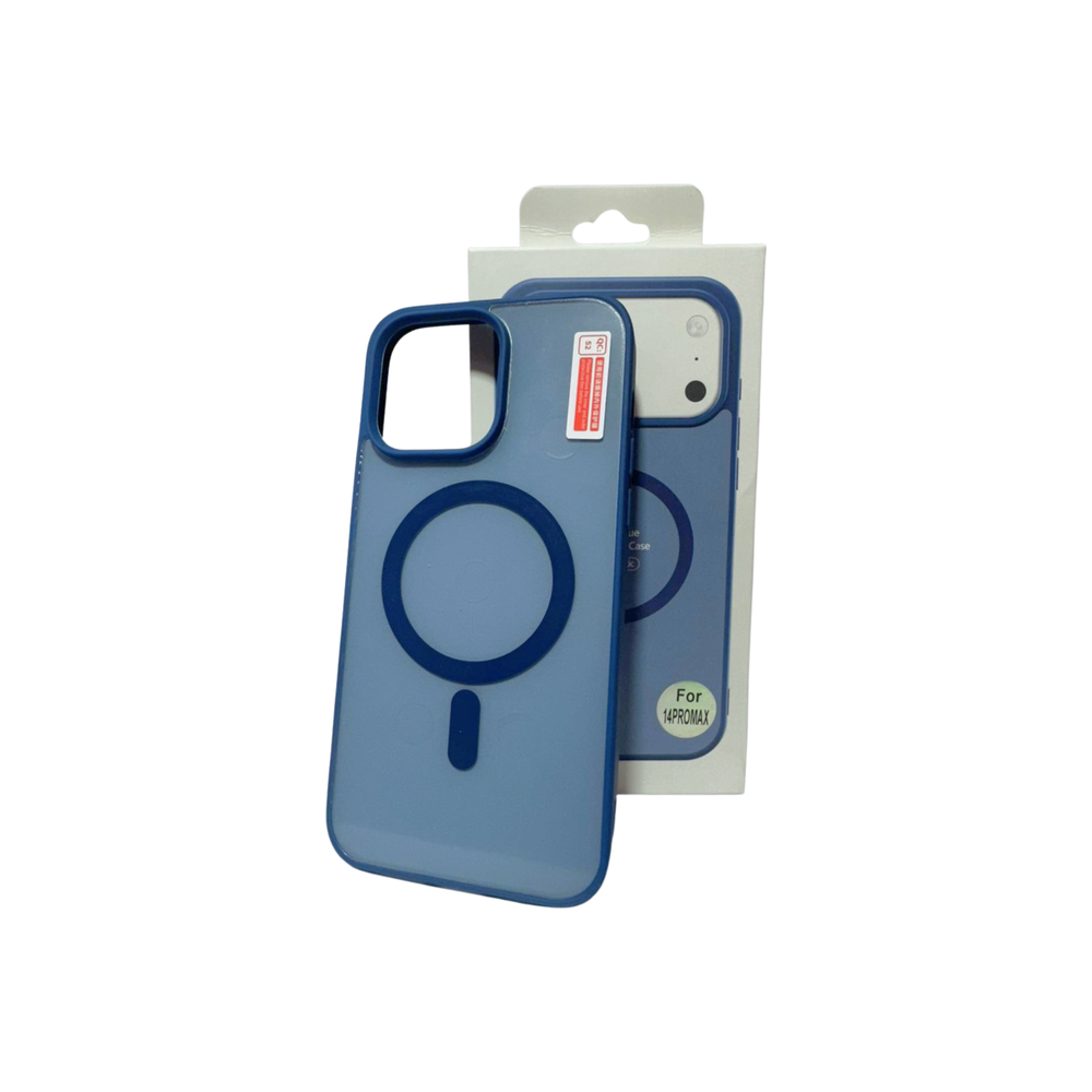 iPhone 14 Pro Max Blue MagSafe Frosted Case – Shockproof Transparent Magnetic Cover