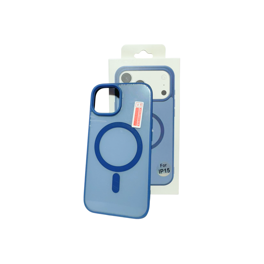 Iphone 15 Blue Mobile Back Cover Green MagSafe TPU Case for iPhone 15 | Shockproof | Camera Protection | Slim Matte Finish