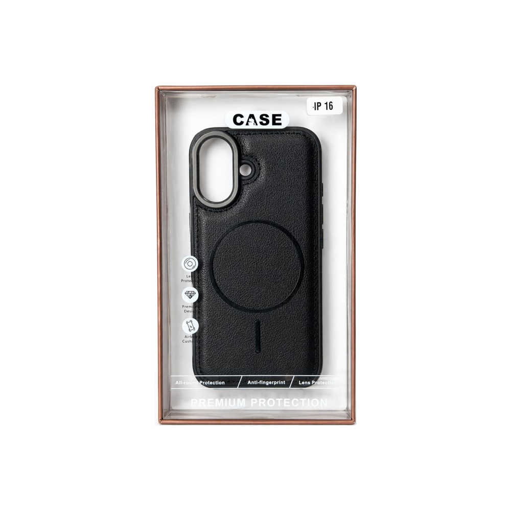 Iphone 16  Premium Leather MagSafe Case (Black)
