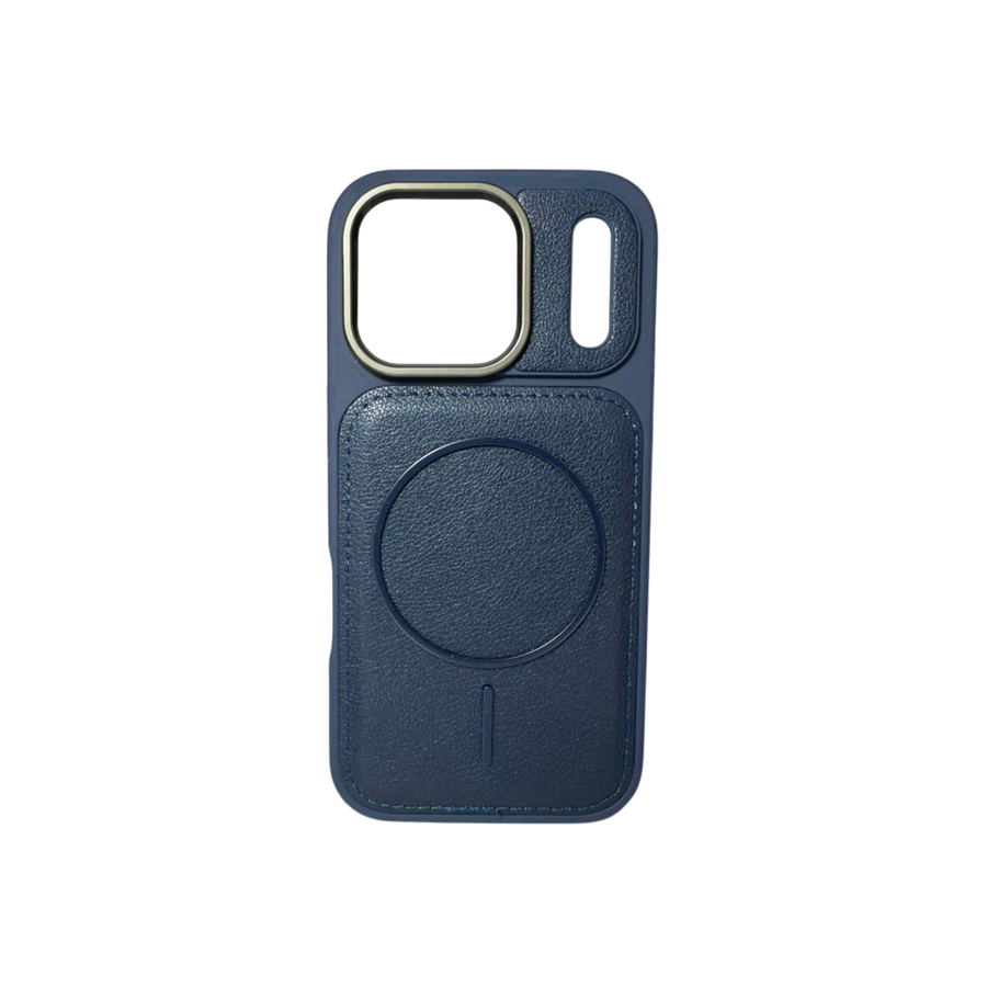 iPhone 17 Pro Blue Premium Leather MagSafe Case – Luxury Camera Shield Edition