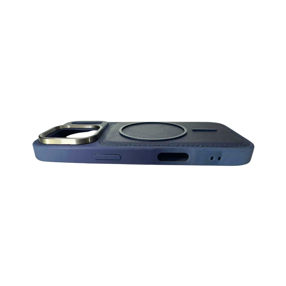 iPhone 17 Pro Blue Premium Leather MagSafe Case – Luxury Camera Shield Edition