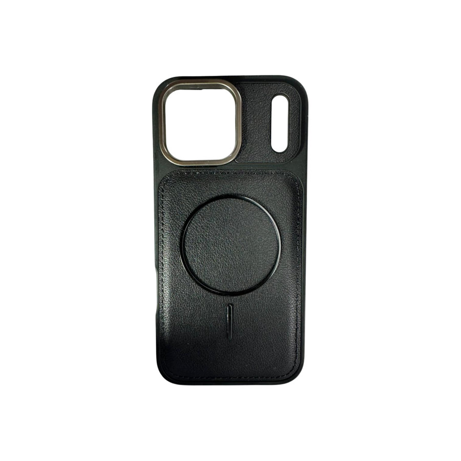 iPhone  17 Pro Premium Black Leather MagSafe Case – Luxury Camera Shield Cover