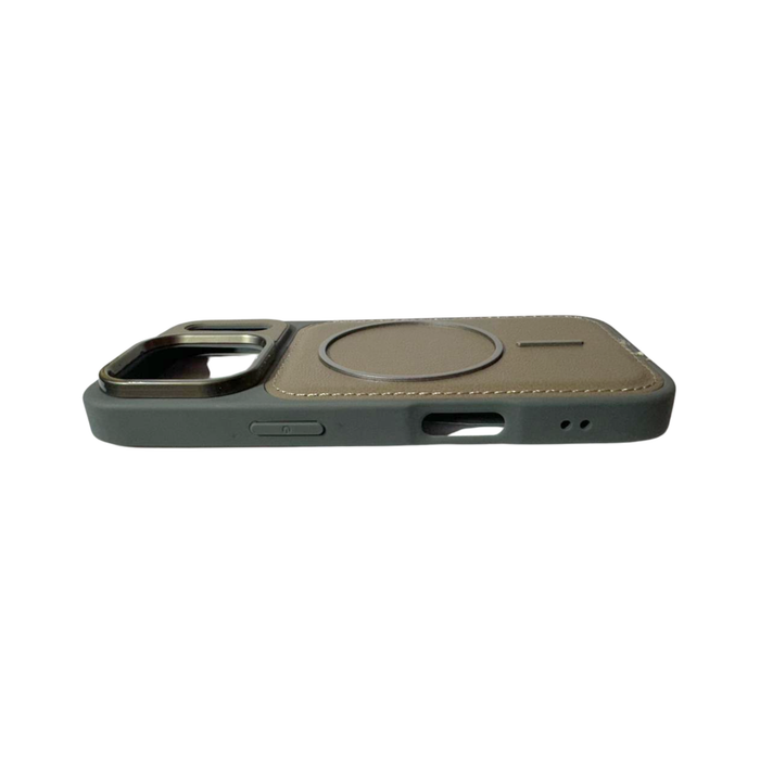 iPhone 17 Pro Olive Green Premium Leather MagSafe Case – Luxury Camera Shield Cover