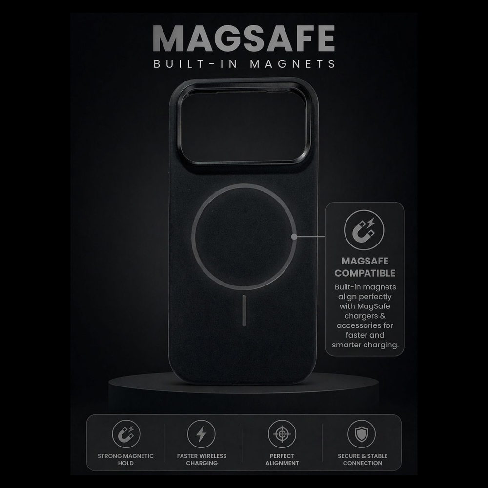 iPhone 17 Pro Max Premium Black Silicone MagSafe Case | Soft Touch Shockproof Slim Cover