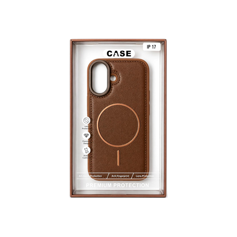 iPhone 17 Premium Leather MagSafe Case – Cognac Brown Luxury Edition