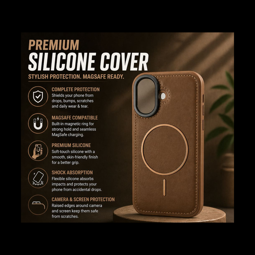 iPhone 17 Premium Leather MagSafe Case – Cognac Brown Luxury Edition