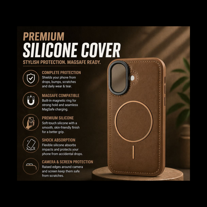 iPhone 17 Premium Leather MagSafe Case – Cognac Brown Luxury Edition