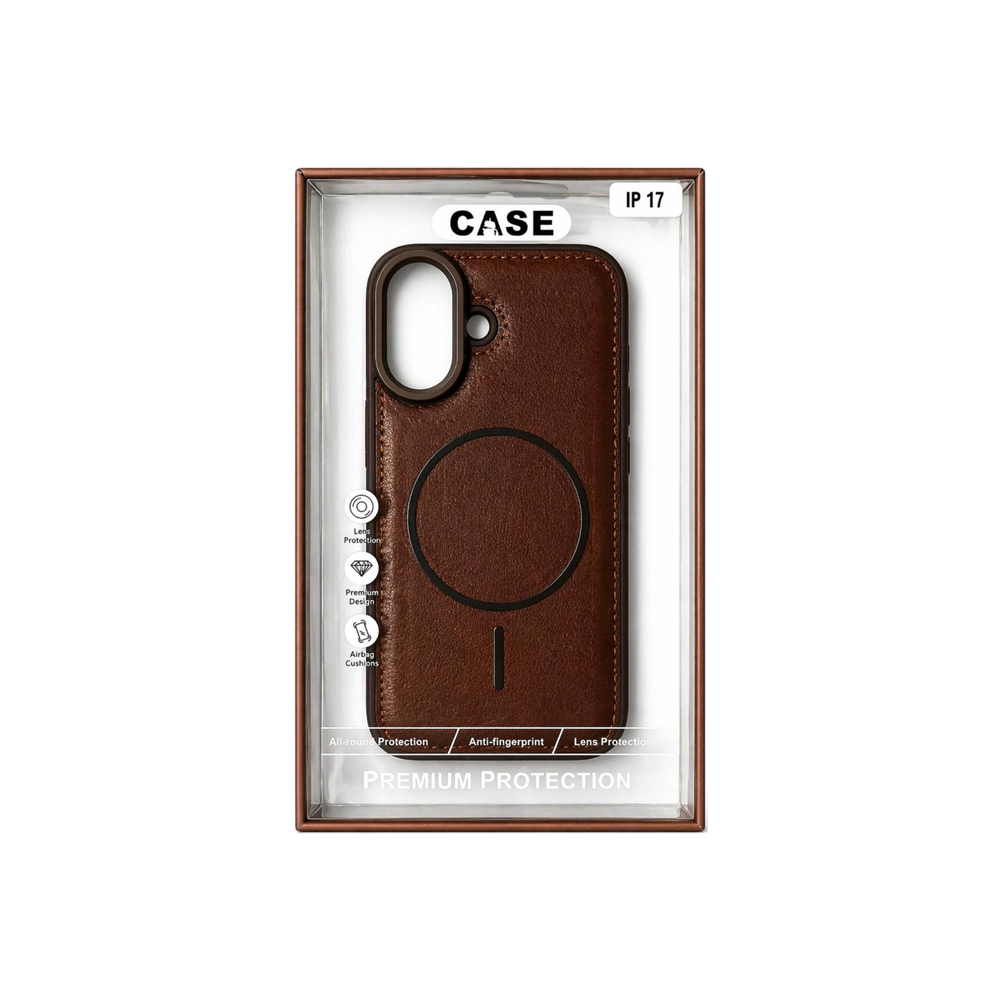 iPhone 17 Premium Leather MagSafe Case – Espresso Brown Luxury Edition