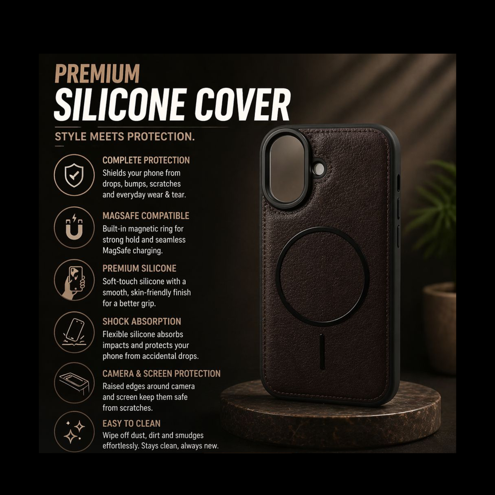 iPhone 17 Premium Leather MagSafe Case – Espresso Brown Luxury Edition