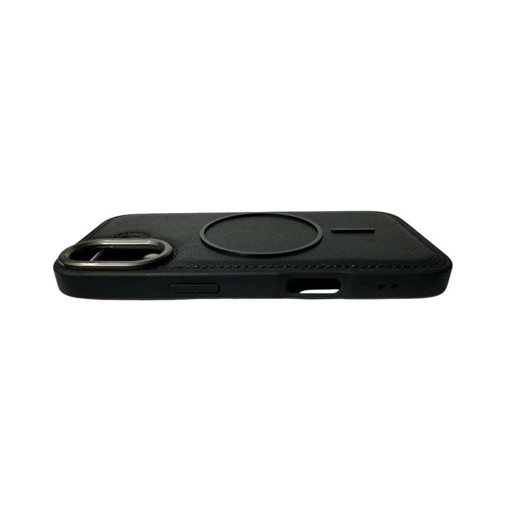 iPhone 17 Black Premium Leather MagSafe Case – Luxury Matte Edition