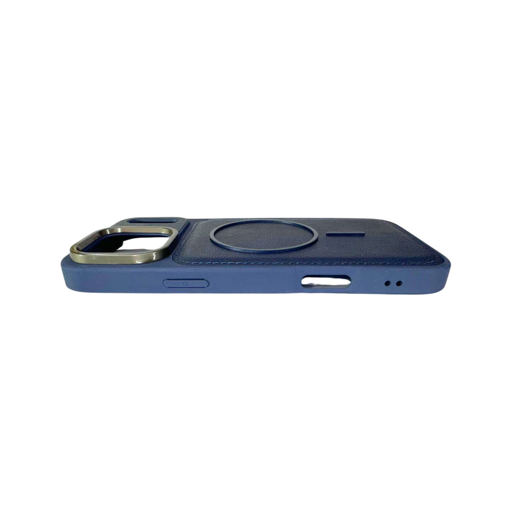 iPhone 17 Pro Max Navy Blue Premium Leather MagSafe Case – Luxury Camera Protection Cover