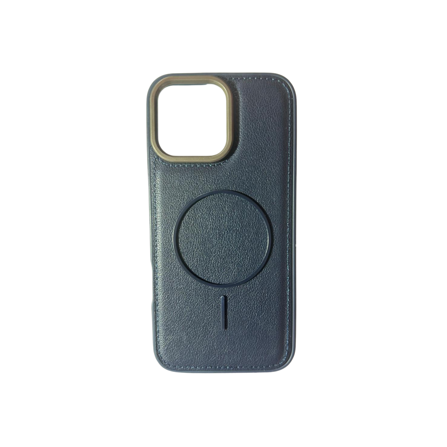 iPhone 16 Pro Max Navy Blue Premium MagSafe Case – Leather Finish Shockproof Cover with Camera Protection