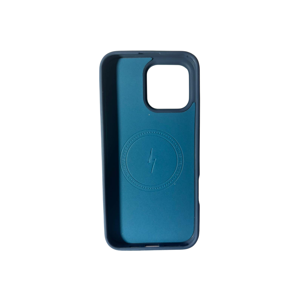 iPhone 16 Pro Max Navy Blue Premium MagSafe Case – Leather Finish Shockproof Cover with Camera Protection