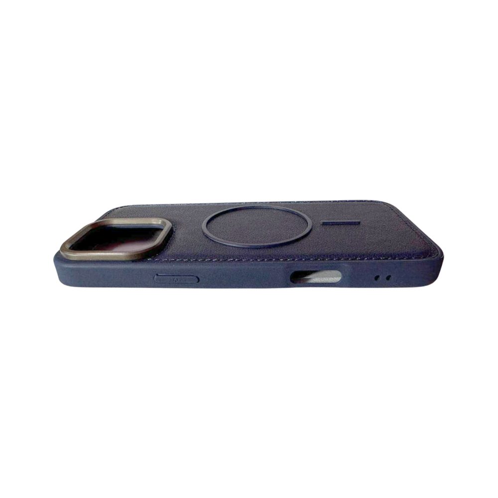 iPhone 16 Pro Max Navy Blue Premium MagSafe Case – Leather Finish Shockproof Cover with Camera Protection