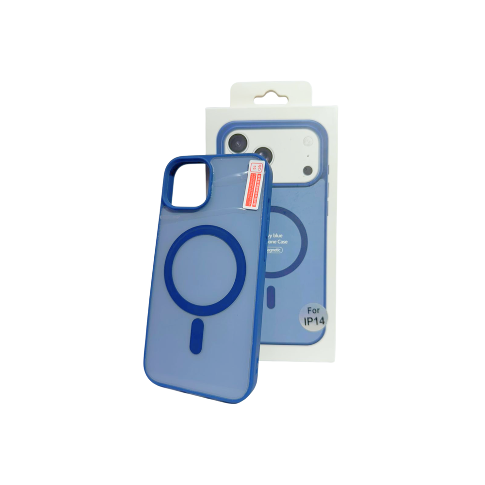 Iphone 14 Blue Mobile Back Cover Blue MagSafe TPU Case for iPhone 14 | Shockproof | Camera Protection | Slim Matte Finish