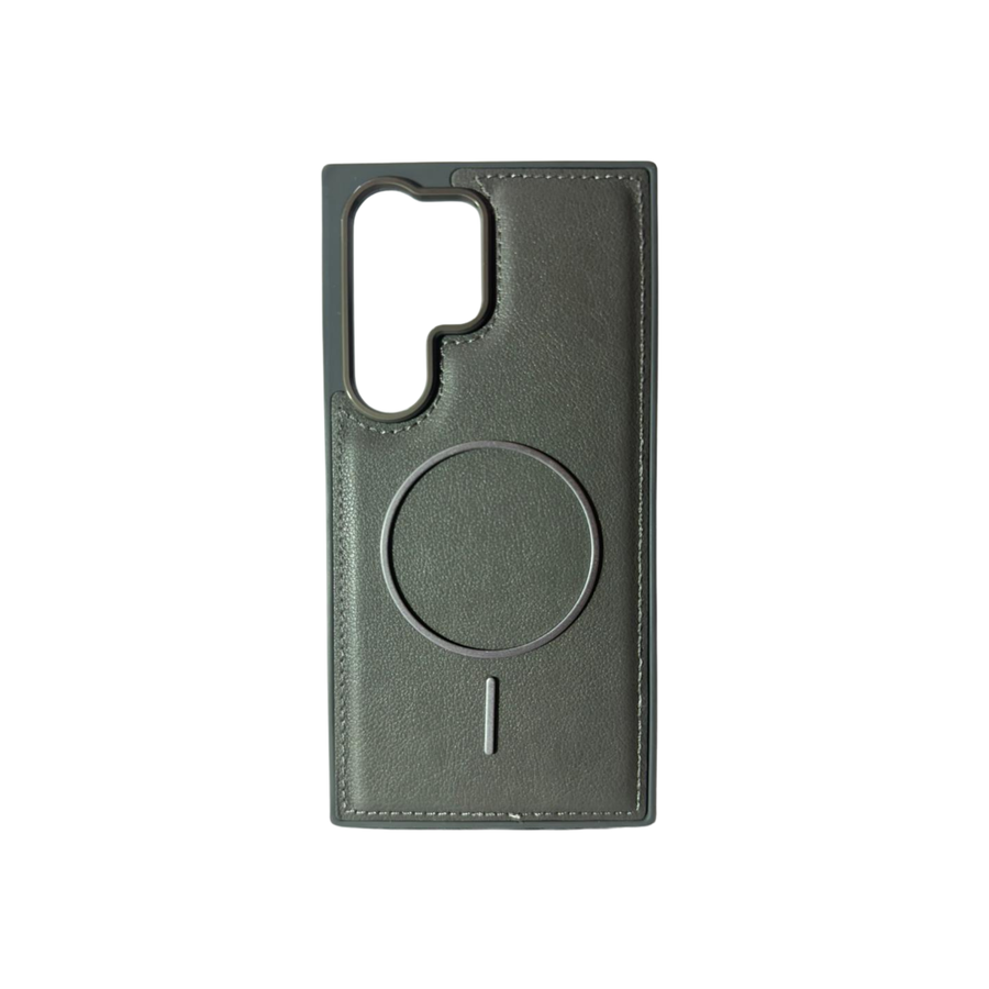 Samsung Galaxy S25 Ultra Olive Green Leather MagSafe Case – Premium Shockproof Magnetic Cover with Camera Protection