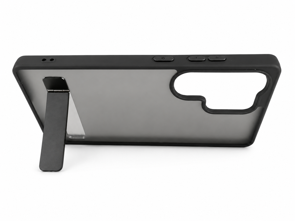 Samsung S25 Ultra Frosted Matte Back Cover with Metal Stand | Shockproof Slim Case