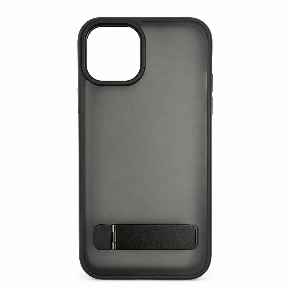 iPhone 14 Frosted Matte Back Cover with Metal Stand | Shockproof Slim Case