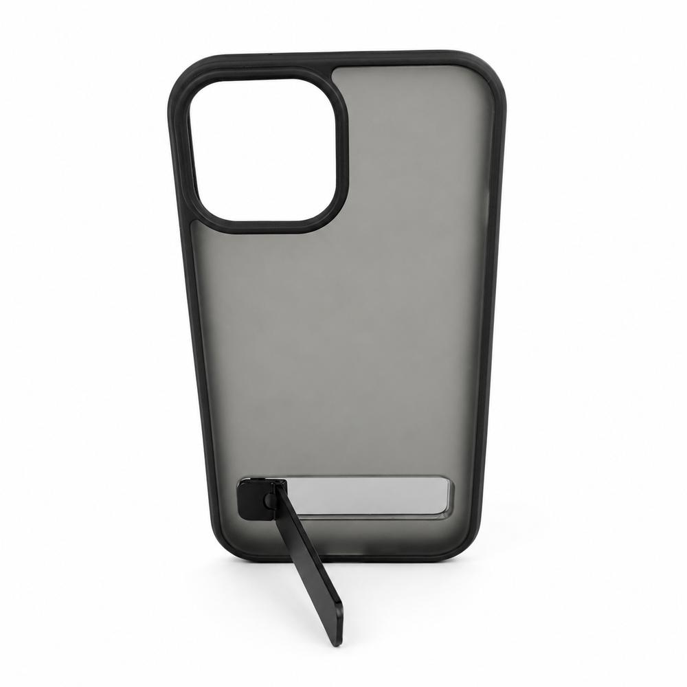 iPhone 14 Frosted Matte Back Cover with Metal Stand | Shockproof Slim Case