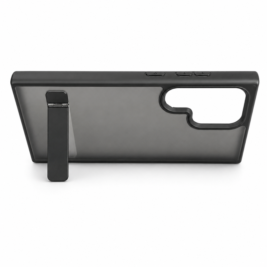 Samsung S24 Ultra Frosted Matte Back Cover with Metal Stand | Shockproof Slim Case
