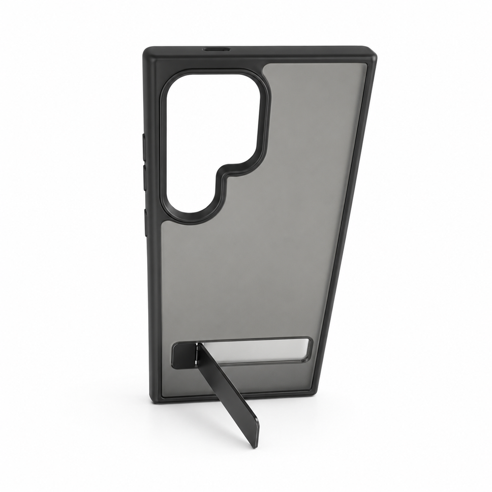 Samsung S24 Ultra Frosted Matte Back Cover with Metal Stand | Shockproof Slim Case