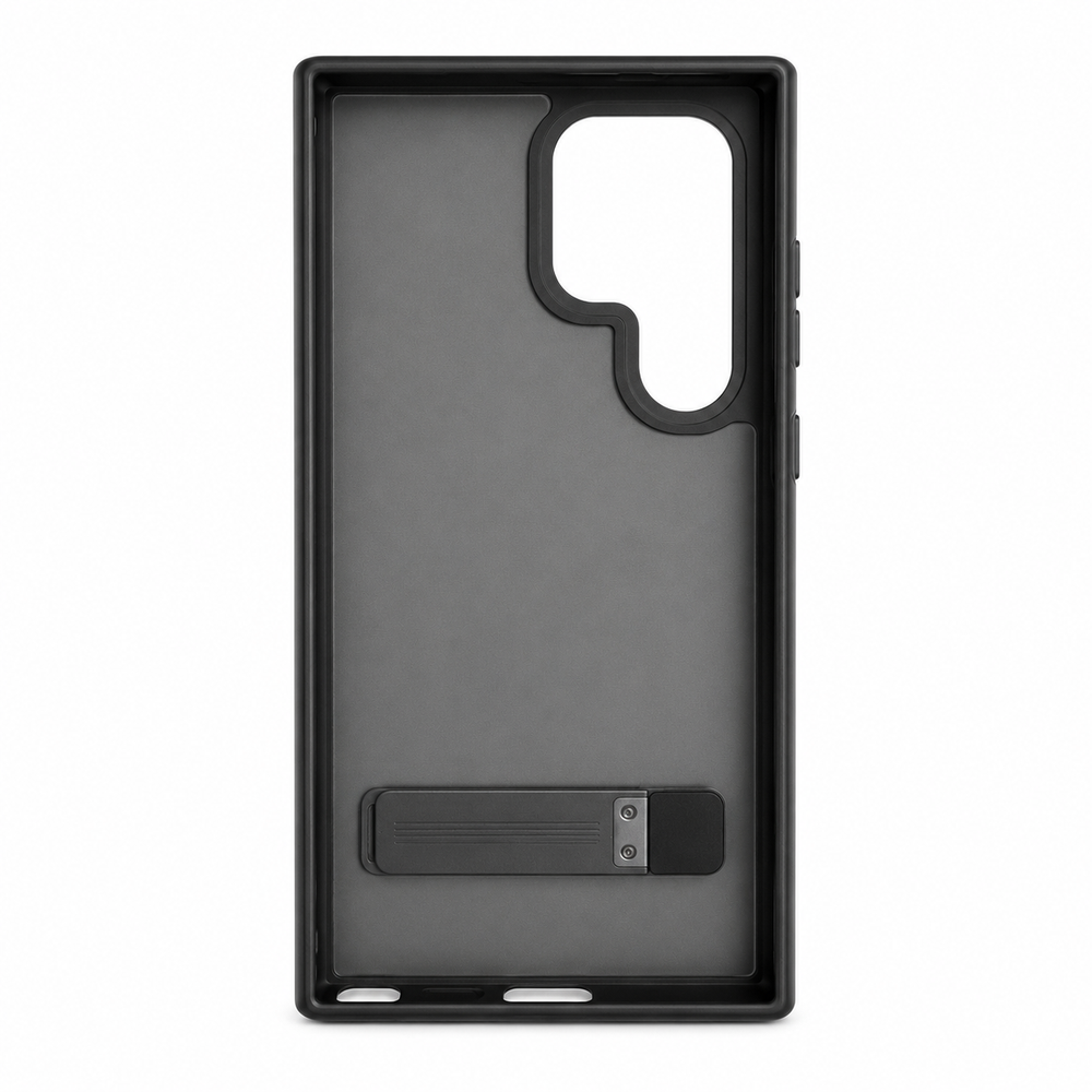 Samsung S24 Ultra Frosted Matte Back Cover with Metal Stand | Shockproof Slim Case