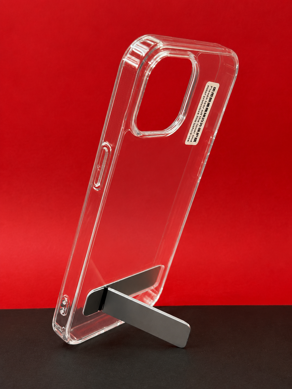 iPhone 16 Transparent Back Cover with Metal Stand | Anti Yellow Shockproof Clear Case