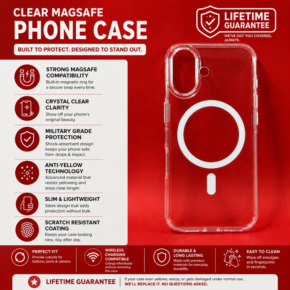 iPhone17 Anti Yellow MagSafe Transparent  Back Cover | Lifetime Replacement Guarantee