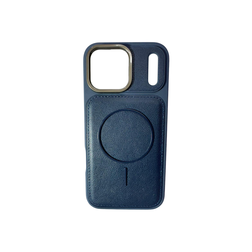 iPhone 17 Pro Max Navy Blue Premium Leather MagSafe Case – Luxury Camera Protection Cover